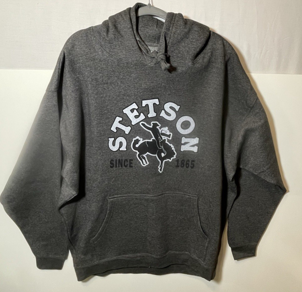 Stetson Hoodie Men's 2XL -Bronc Rider- Hooded Sweatshirt NEW Gray